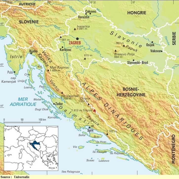 Map of croatian mountains