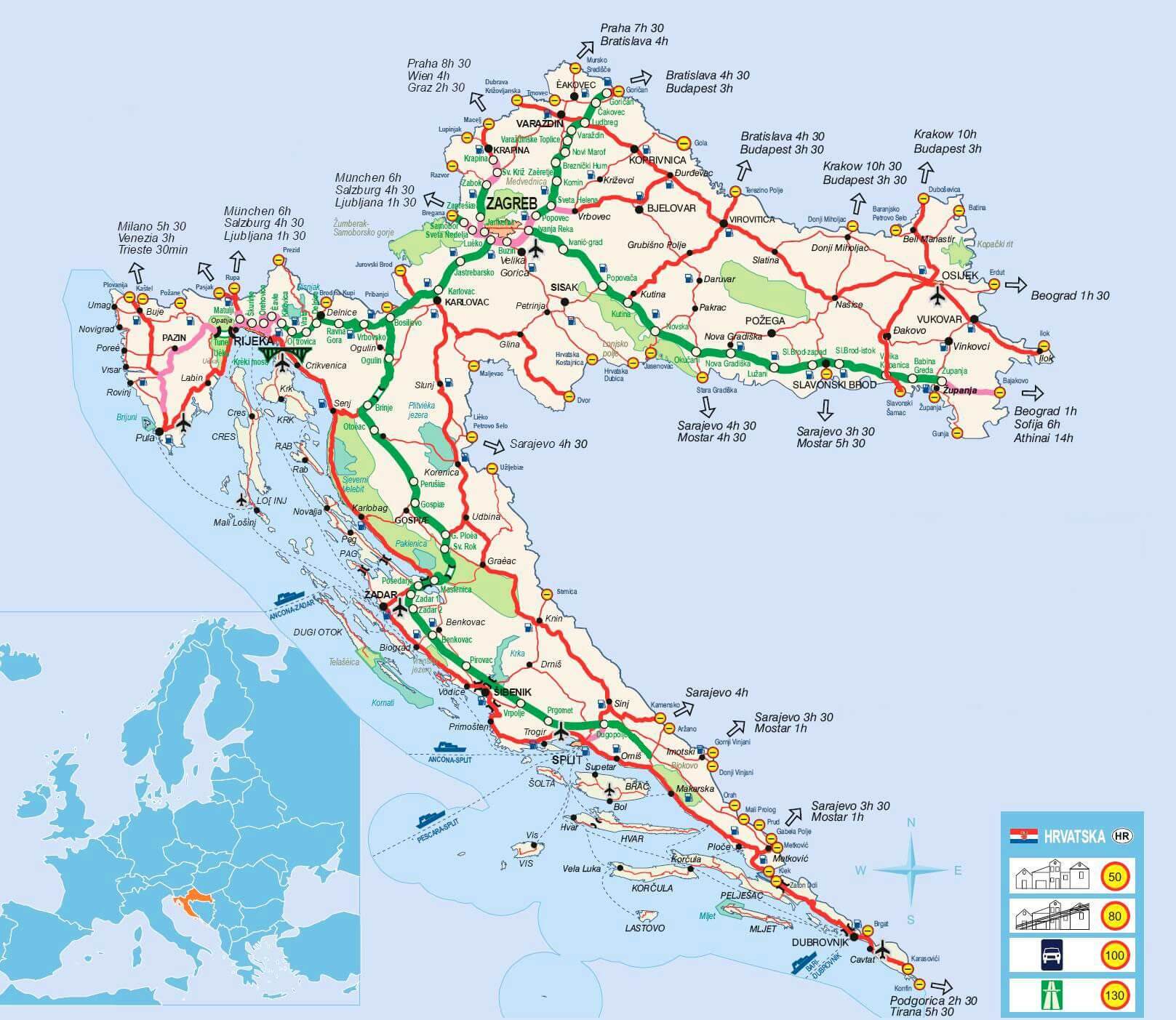 Croatia: transport map