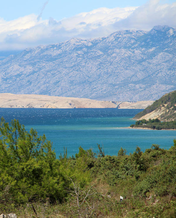 Ljubac Bay and the island of Pag