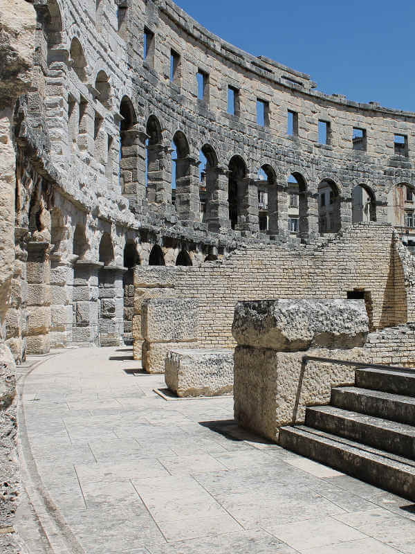 Inside Pula's amphitheater