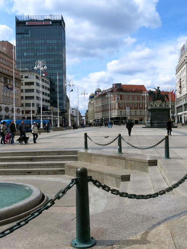 Statue and Jelacic square in Zagreb