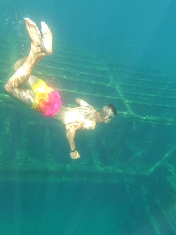 Snorkelling over a shipwreck