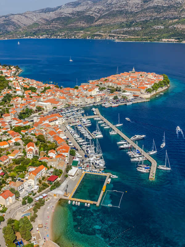 Aerial view of Korcula